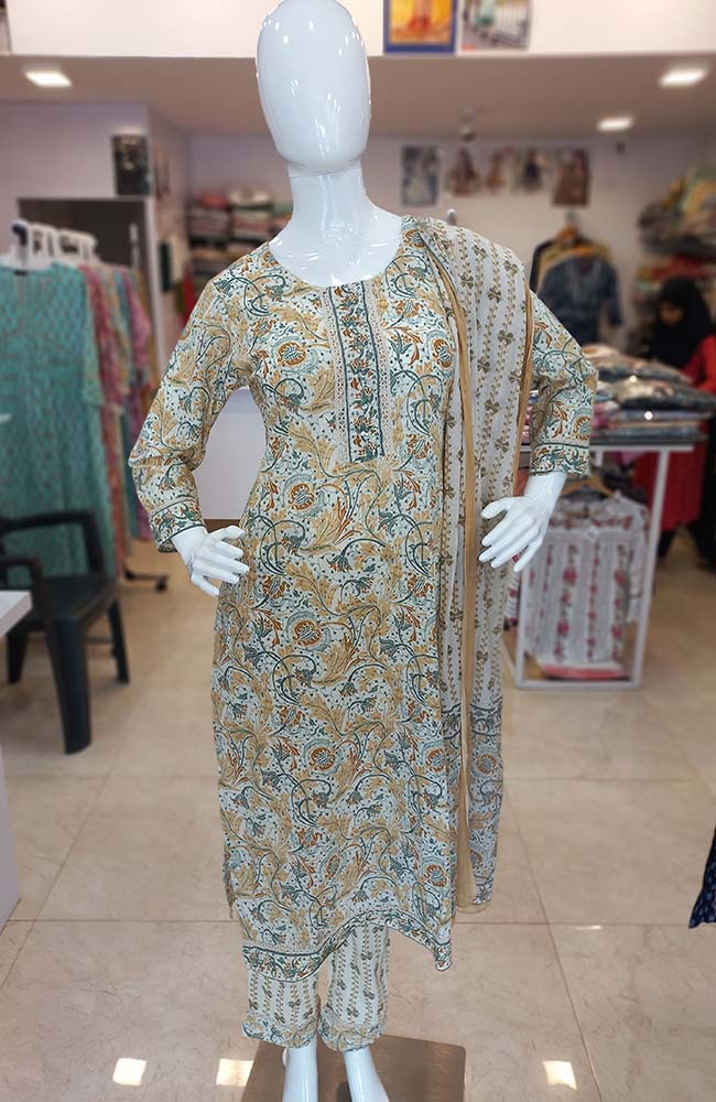 Buy Mannat Boutique Cotton Stylish 3pcs Ethnic Kurti Pant Dupatta Readymade  Beautyful Salwar Kameez (XXL, Pink) at Amazon.in