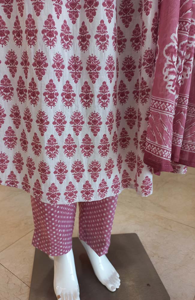 Buy Kannahi Women's or Girl's Cotton Regular Fit Jaipuri Kurti/Kurta and Pant  Set with Anarkali Floral Print (KP-0123 KP-21_S_Gray_S) at Amazon.in