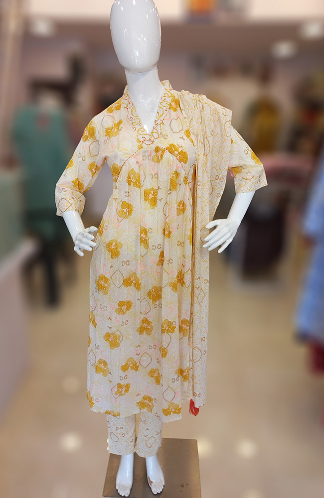 Party Wear Yellow Color Kurti Palazzo Dupatta Indian Handmade Women Kurta  Pant | eBay