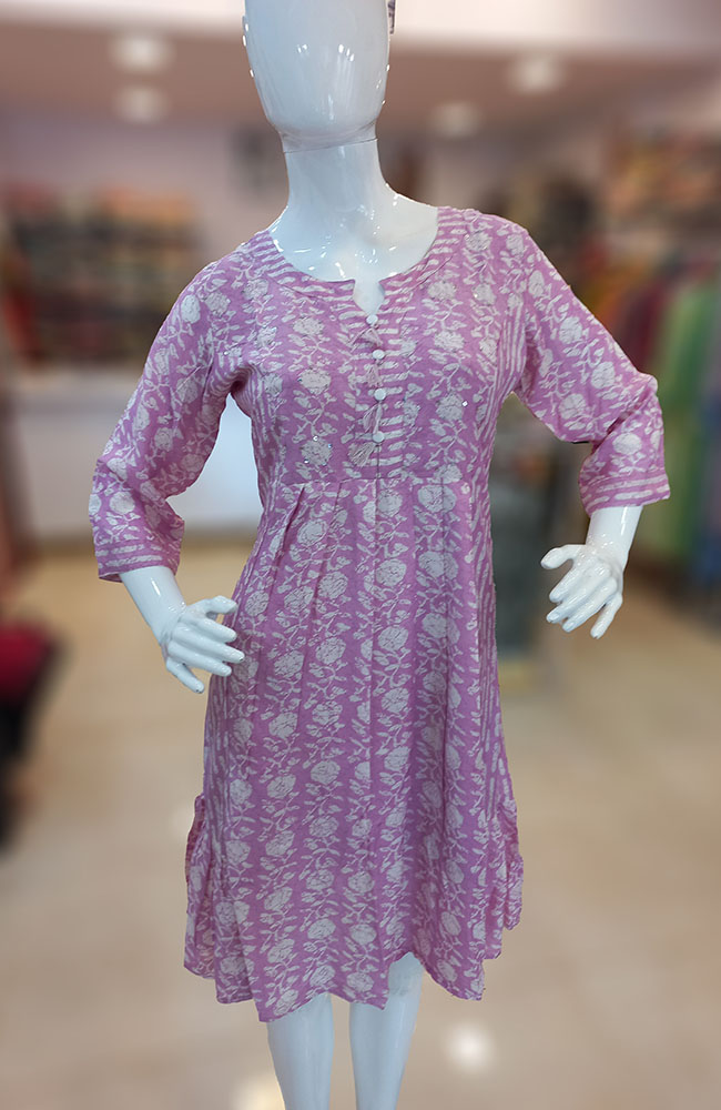 Long Tunic Pure Modal muslin, Digital Print, floral print Embroidery, Tunics, Fancy Short kurti for jeans, Kurti, latest designs, Jaipuri, Trending, , Casual Wear Ethnic Wear Purple