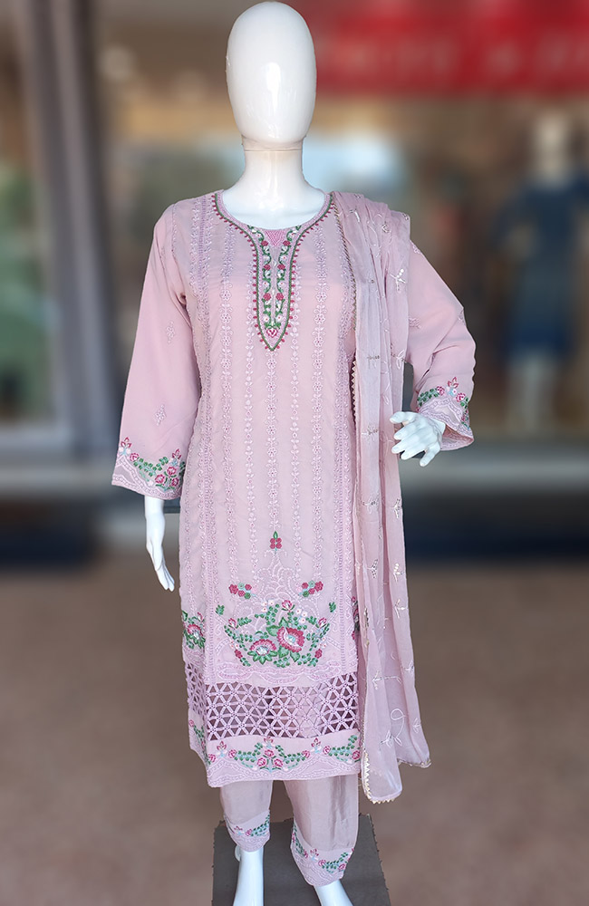 Georgette, Embroidery, heavy handwork, Pakistani Set, Kurti Pant set, latest Butti zari Work latestdesigns, Trending, Functional, Traditional, Partywear Ethnicwear, Pink, Peach.